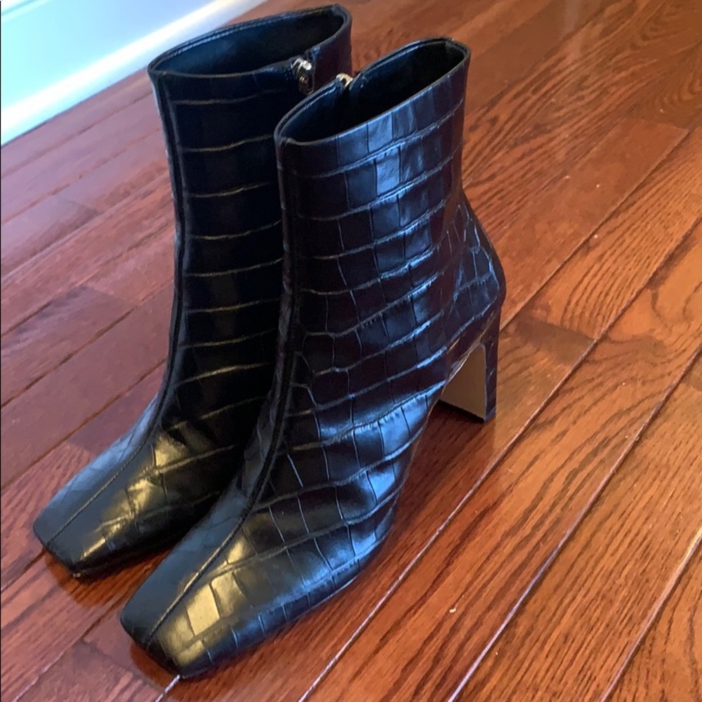 Schutz leather crocodile bootie